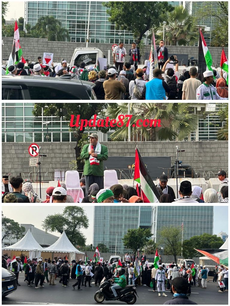 Ratusan Massa FPI DKI Jakarta Gelar Aksi Bela Palestina di Depan Kedubes AS