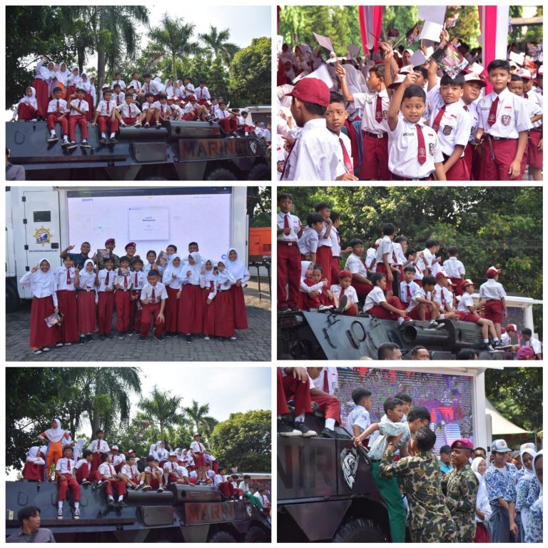 USAI MAKAN BERGIZI GRATIS, RIBUAN ANAK SEKOLAH ANTUSIAS NAIK TANK MARINIR