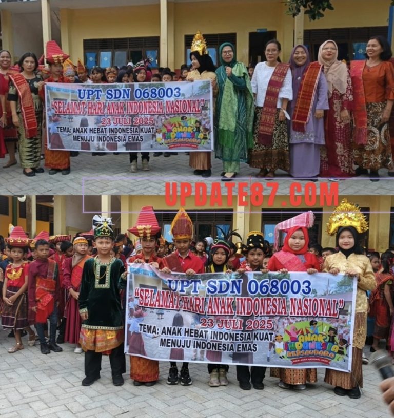 Rayakan Hari Anak Nasional 2025, Siswa SDN 068003 Kayu Manis Kenakan Pakaian Adat
