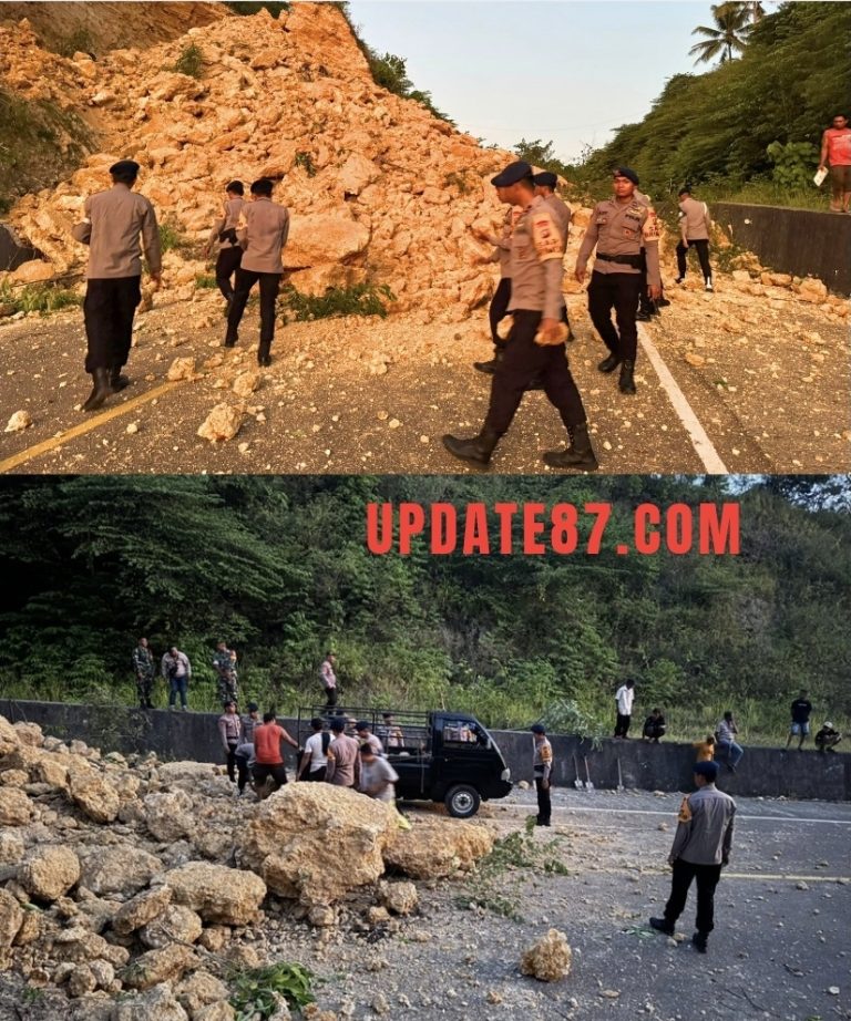 Respon Cepat Tim SAR Ilato Brimob Gorontalo Atasi Longsor Di Jalan Gorontalo Outer Ring Road