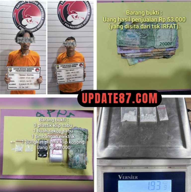 Satresnarkoba Polrestabes Medan Ringkus Dua Pengedar Sabu di Medan Selayang