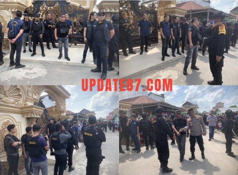 Personel Satbrimob Polda Sumsel Laksanakan Pengamanan Kegiatan BNNP Sumsel dalam Penelusuran Aset Terkait TPPU Narkotika