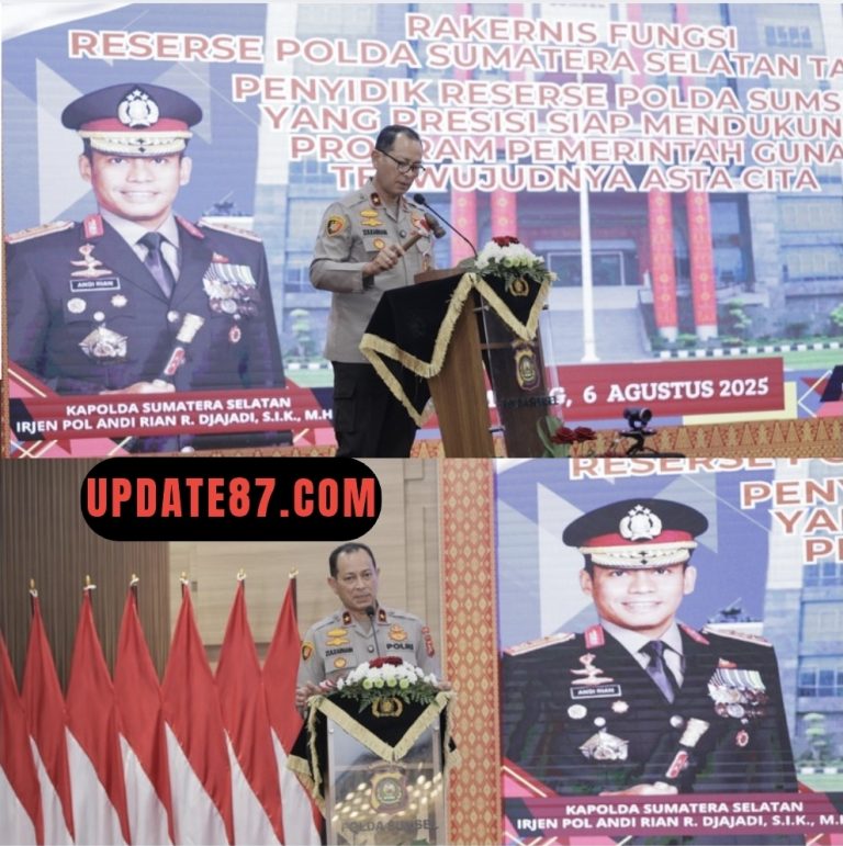 DANSAT BRIMOB POLDA SUMSEL HADIRI PEMBUKAAN RAKERNIS RESERSE DAN DITTAHTI POLDA SUMSEL T.A. 2025