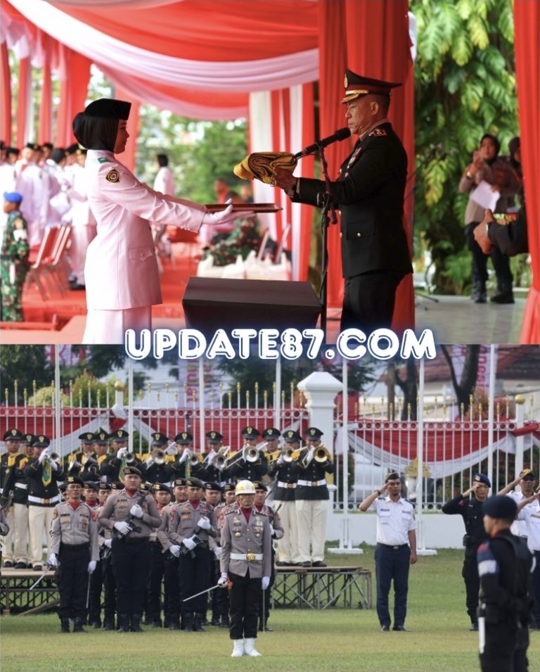 Personel Brimob Batalyon A Pelopor Laksanakan Gladi Bersih Jelang Upacara HUT Kemerdekaan ke-80 di Griya Agung