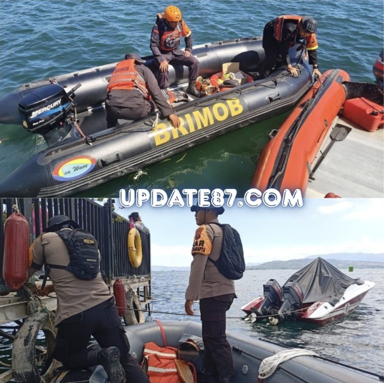 Brimob Polda Sumut Gelar Patroli SAR, Kawal Keamanan Event Internasional Aquabike & F1H2O World Championship 2025 di Balige