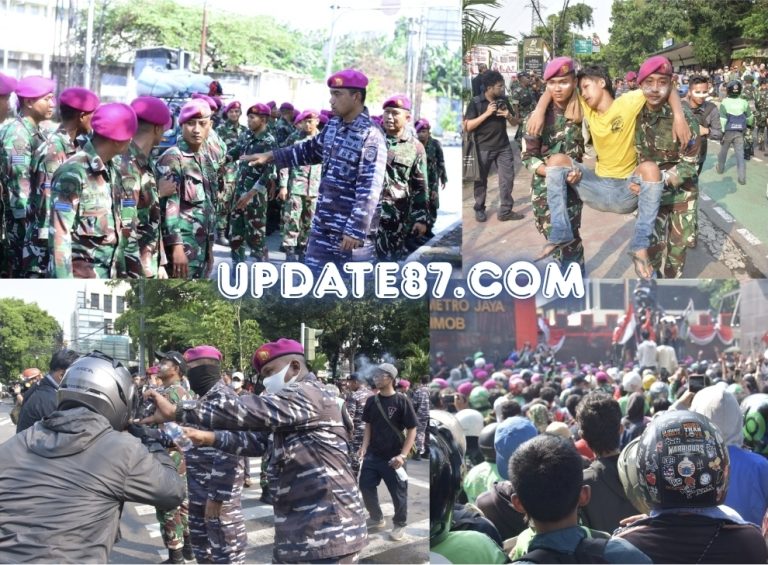 HUMANIS DI TENGAH RICUH, PRAJURIT MARINIR REDAM MASSA DENGAN PENDEKATAN PERSUASIF