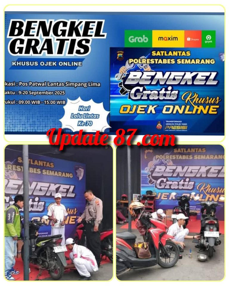 Satlantas Polrestabes Semarang Gelar Servis Gratis untuk Ojek Online di Simpang Lima