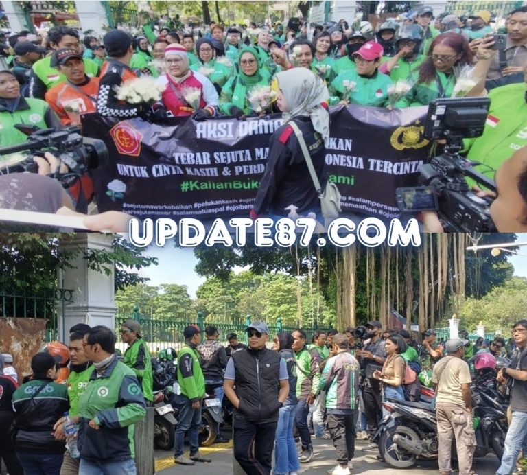 Aksi Damai Driver Ojol Tebar Sejuta Mawar di Monas Berlangsung Kondusif