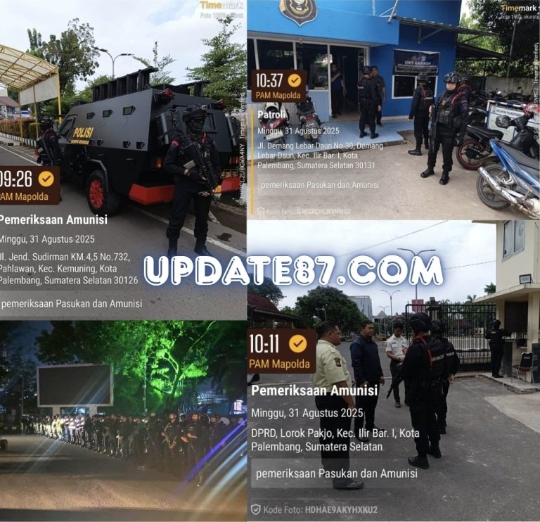 Pasca Unjuk Rasa , Personel Gegana Satbrimob Polda Sumsel Gelar Patroli Skala Besar Antisipasi Gangguan Kamtibmas di Kota Palembang