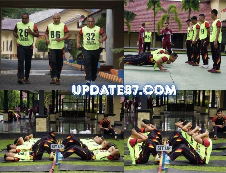 Personel Satbrimob Polda Sumsel Laksanakan Tes Kesamaptaan Jasmani di Mako Satbrimob