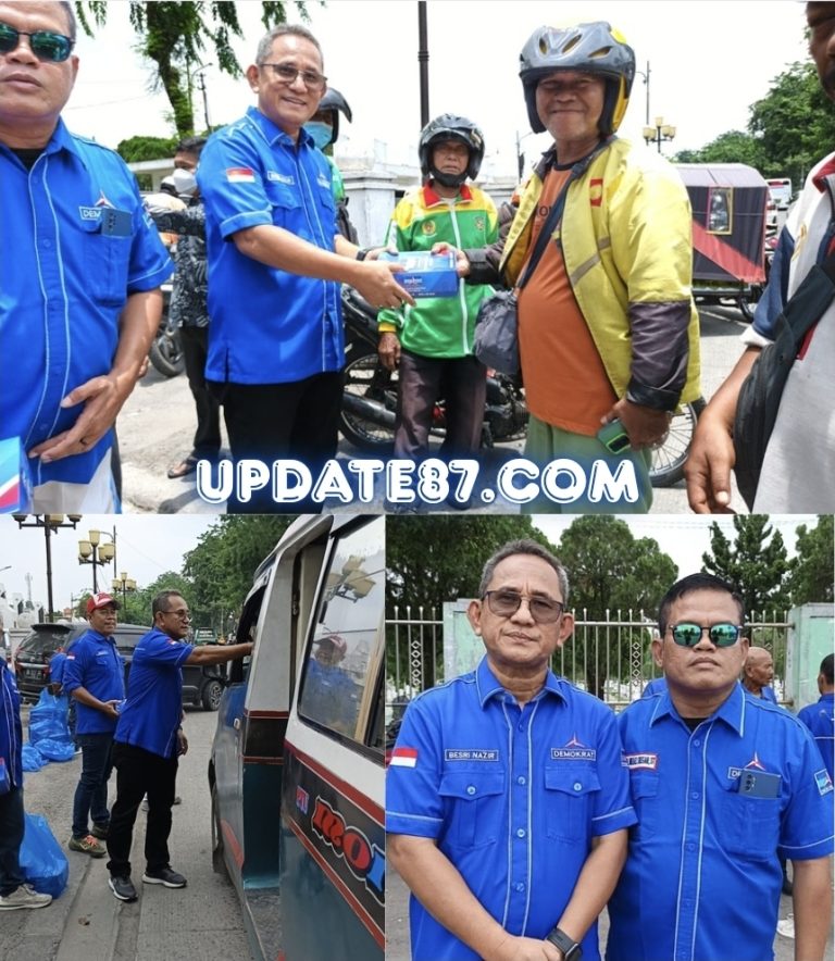 Sambut HUT Demokrat, Sekretaris DPC Demokrat Kota Medan Bagikan Nasi Kotak kepada Ojol, Abang Becak, dan Supir Angkot