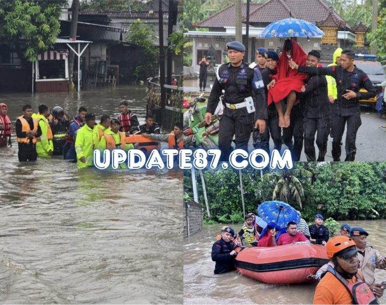 Satbrimob Polda Bali Bergerak Cepat Evakuasi Warga Terdampak Banjir Bandang