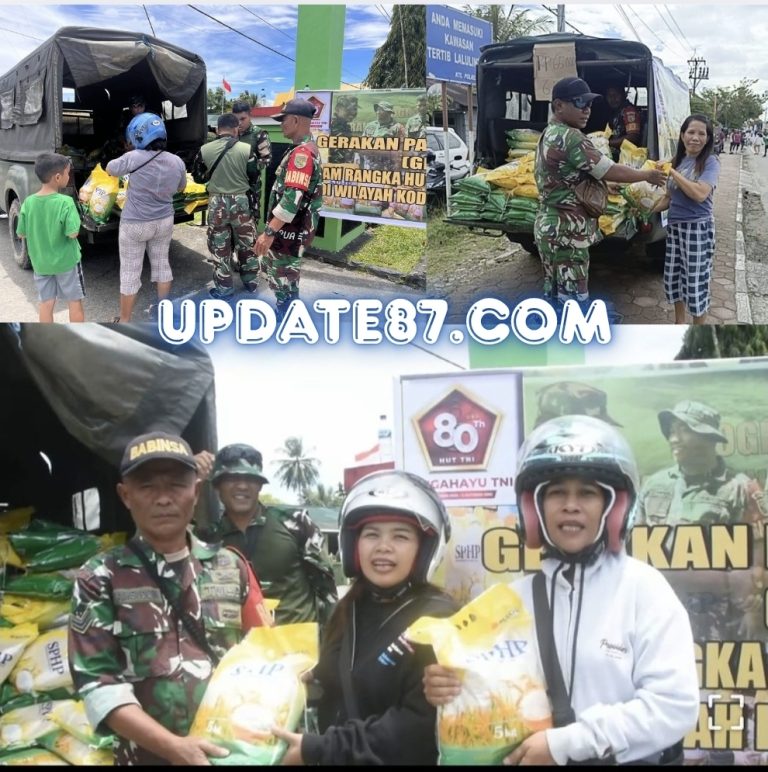 Jaga Stabilitas Harga Beras, Kodim 1710/Mimika Kolaborasi Dengan Perum Bulog Terus Gelar Gerakan Pangan Murah Kepada Warga Timika