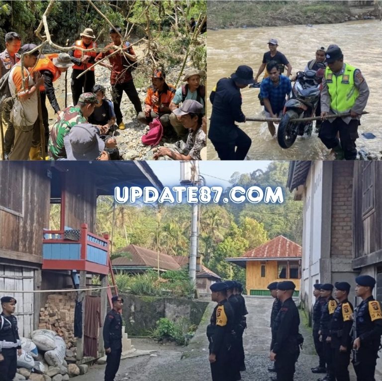 Personel Brimob Batalyon C Pelopor Satbrimob Polda Sumsel BKO Polres OKU Selatan Laksanakan Pencarian Korban Banjir di OKU Selatan