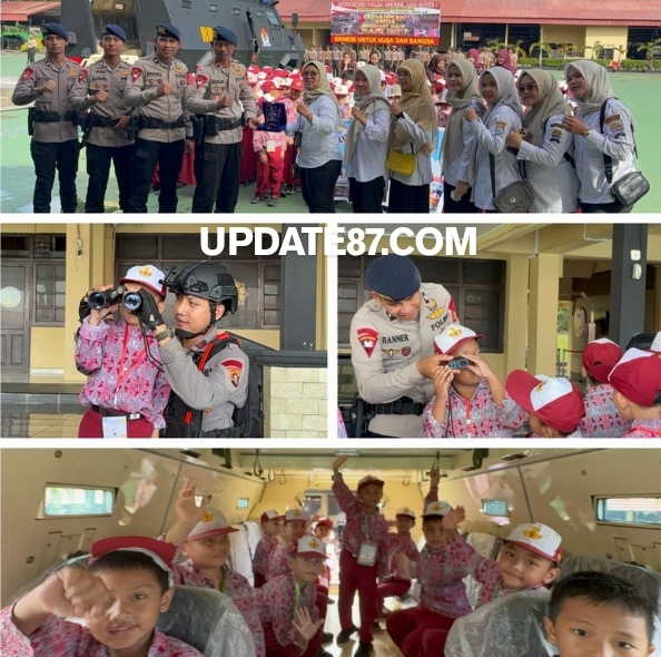 SATBRIMOB POLDA SUMSEL MENERIMA KUNJUNGAN EDUKATIF SD NEGERI 002 PALEMBANG DI MAKOSAT BRIMOB POLDA SUMSEL